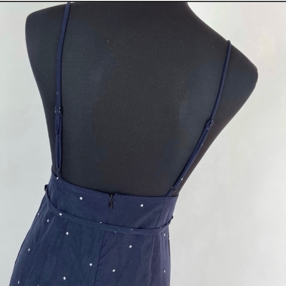 Navy Blue and White Stars Wide Leg High Waisted Overalls Palazzo Pants - Picture 10 of 11